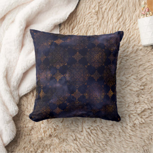 Watercolor Copper Patina Damask Pattern Cushion