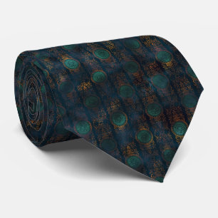 Watercolor Copper Patina Damask Pattern Tie