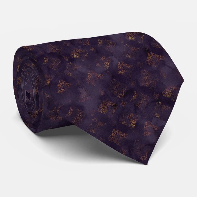 Watercolor Copper Patina Damask Pattern Tie (Rolled)