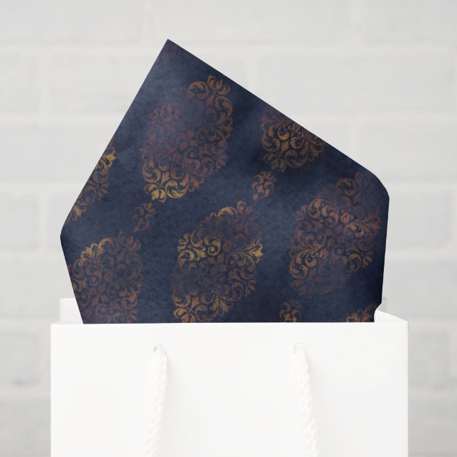 Watercolor Copper Patina Damask Pattern  Tissue Paper (Gift Bag)