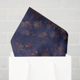 Watercolor Copper Patina Damask Pattern  Tissue Paper