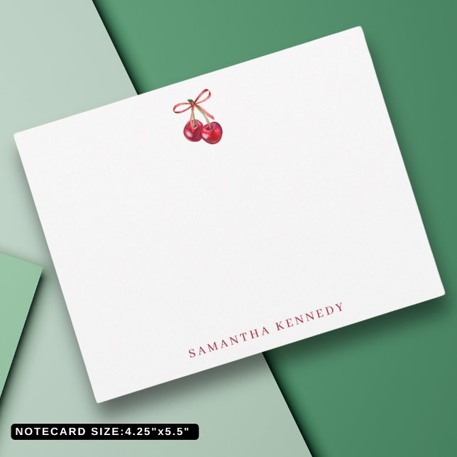  Watercolor Coquette Bow And Cherries Personalised Card (Watercolor Coquette Bow And Cherries Personalized Note Card
)