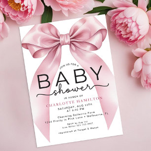 Watercolor Coquette Bow Baby Shower Invitation – S