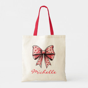Watercolor Coquette Bow Trendy Feminine Girly  Red Tote Bag