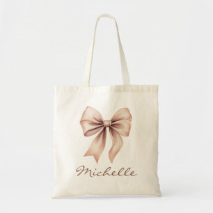 Watercolor Coquette Bow Trendy Feminine Girly Tote Bag