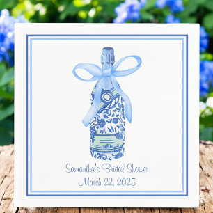 Watercolor Coquette Champagne Bottle Bridal Shower Napkin