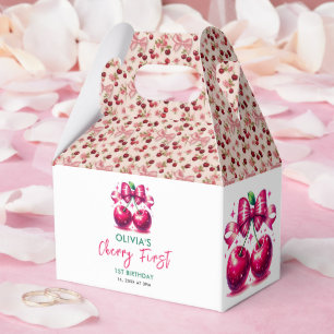 Watercolor Coquette Cherry 1st Birthday Favour Box