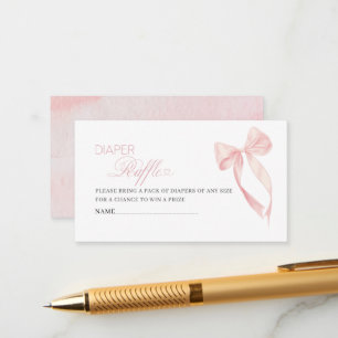 Watercolor coquette pink bow ribbon baby shower Enclosure Card