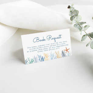 Watercolor Coral Baby Shower Book Request Enclosure Card