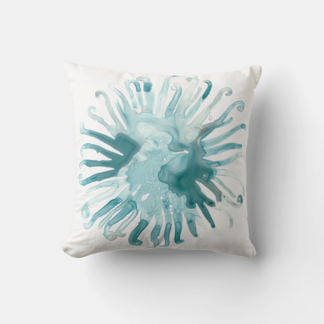 Watercolor Coral - Blue 2 Cushion (Front)