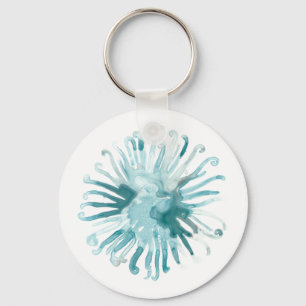 Watercolor Coral - Blue 2 Key Ring