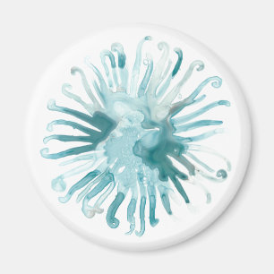 Watercolor Coral - Blue 2 Magnet