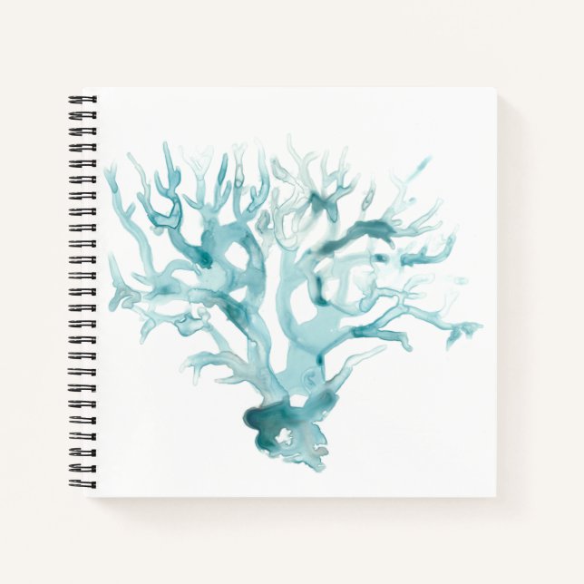 Watercolor Coral - Blue Notebook (Front)