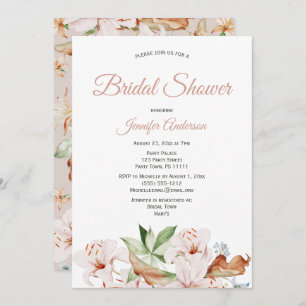 Watercolor Coral Blush Pink Floral Bridal Shower  Invitation