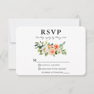 Watercolor Coral Floral Elegant RSVP Card