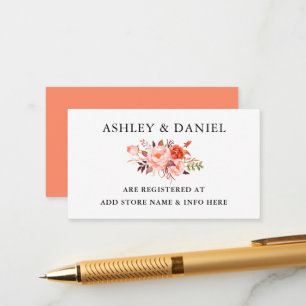 Watercolor Coral Floral Wedding Registry Enclosure Card