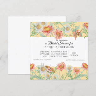 Watercolor Coral Mint Yellow Floral Bridal Shower Invitation