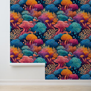 Watercolor Coral Nautical Under The Sea Ocean Life Wallpaper