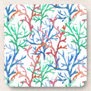 Watercolor Coral Pattern Coaster