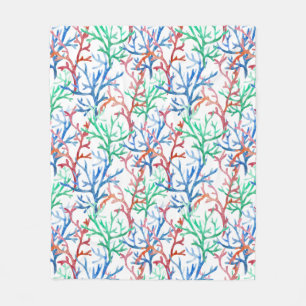 Watercolor Coral Pattern Fleece Blanket