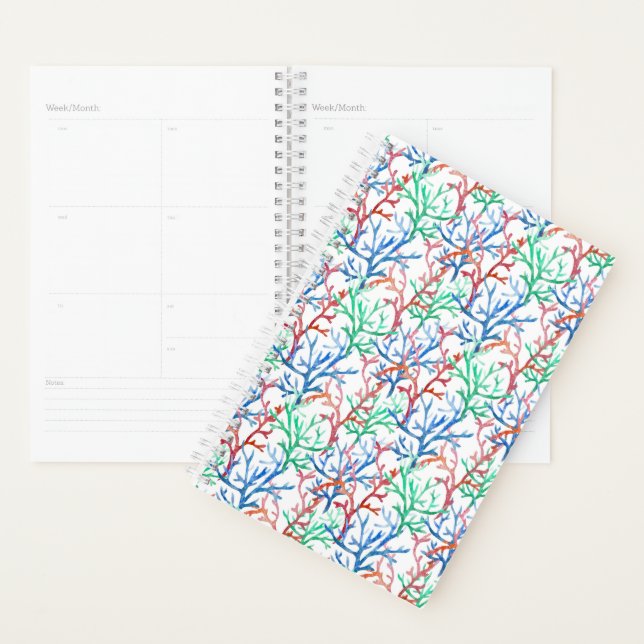 Watercolor Coral Pattern Planner (Display)