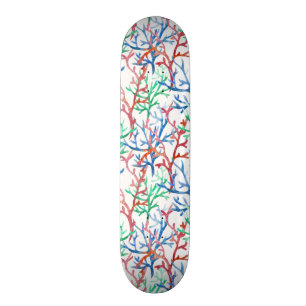 Watercolor Coral Pattern Skateboard
