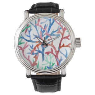 Watercolor Coral Pattern Watch