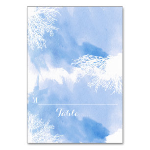 Watercolor coral reef blue wedding place card