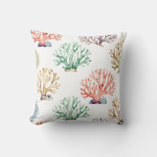 Watercolor Coral Reef Pattern Cushion