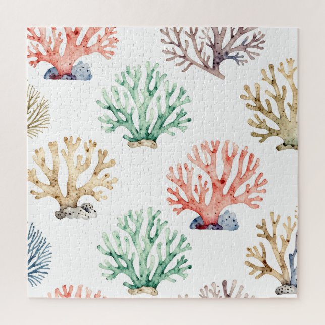 Watercolor Coral Reef Pattern Jigsaw Puzzle (Vertical)