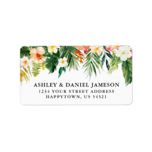 Watercolor Coral Tropical Floral Return Address Label