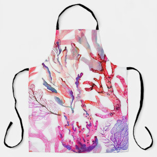 Watercolor corals. Seamless pattern with the under Apron