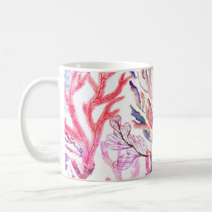 Watercolor corals. Seamless pattern with the under Coffee Mug