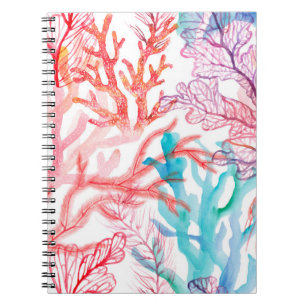 Watercolor corals. Seamless pattern with the under Notebook