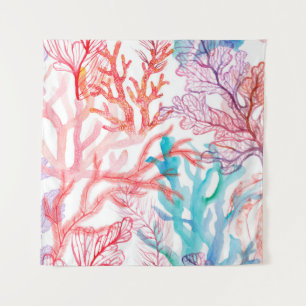 Watercolor corals. Seamless pattern with the under Tapestry