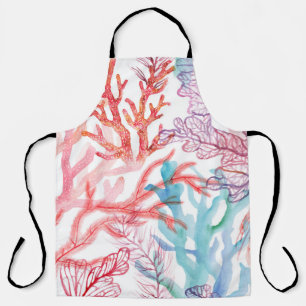 Watercolor corals: underwater world pattern. apron