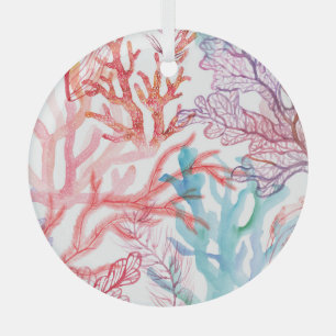 Watercolor corals: underwater world pattern. glass tree decoration