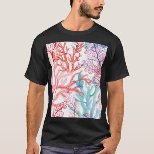 Watercolor corals: underwater world pattern. T-Shirt