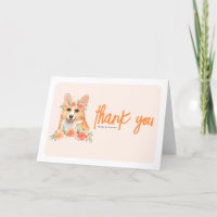 Watercolor Corgi and Peach Flowers Dog Birthday