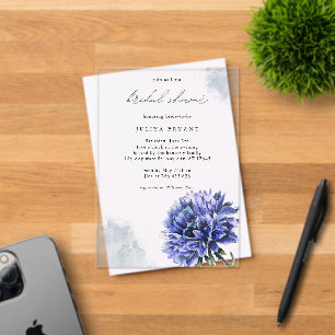 Watercolor cornflower bridal shower acrylic invitations