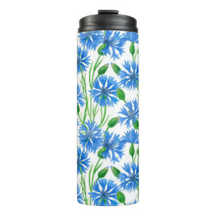 Watercolor cornflower pattern thermal tumbler