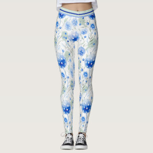 Watercolor cornflower Pickleball  Leggings