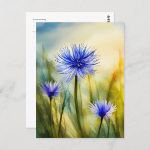 Watercolor Cornflower, Postcrossing Postcard