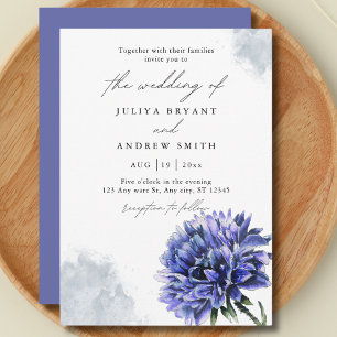 Watercolor cornflower wedding invitation
