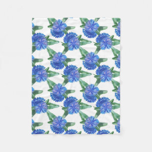 watercolor cornflowers fleece blanket