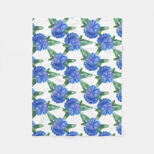 watercolor cornflowers fleece blanket (Front)