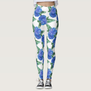 watercolor cornflowers leggings