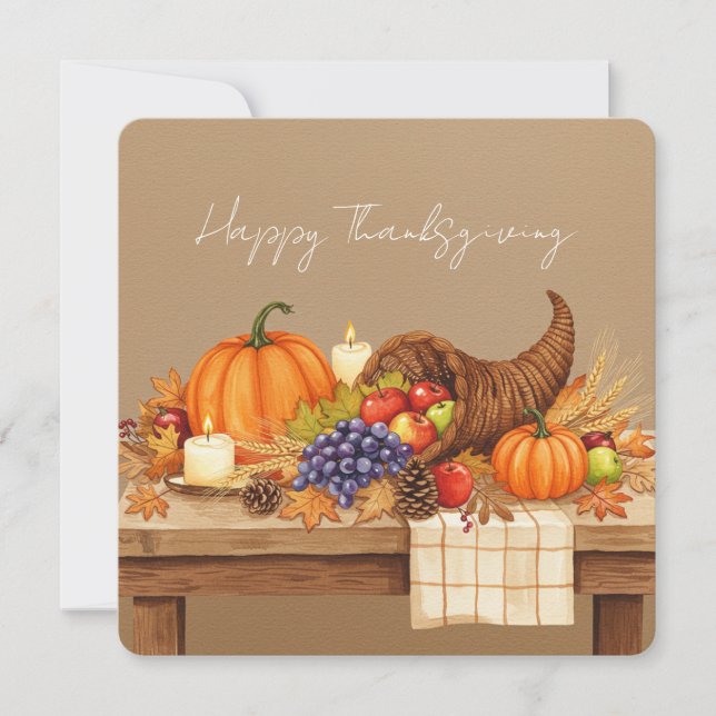 Watercolor cornucopia card (Front)