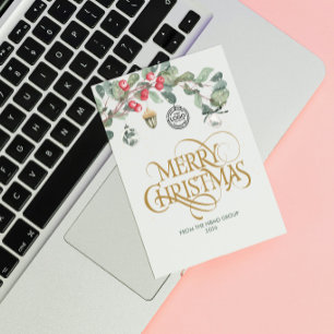 Watercolor Corporate Logo Christmas Business  Holiday Card