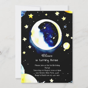 Watercolor Cosmic Galaxy Birthday Invitation